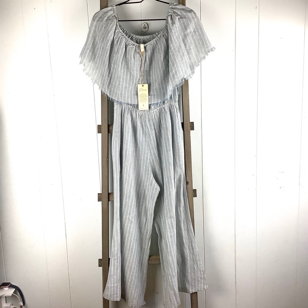 Elan Soft Blue And White Striped Jumper Size S